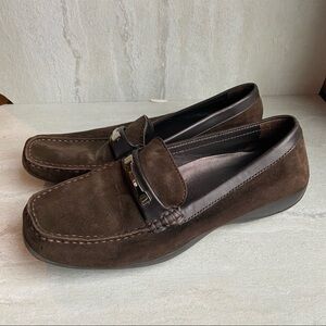 ** Geox brown suede slip on loafers driving shoes 38